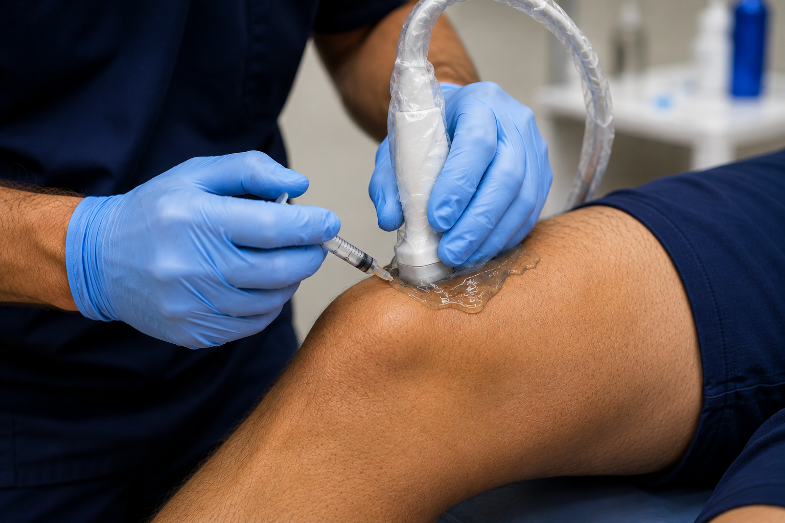 Injection guidée par échographie au genou
